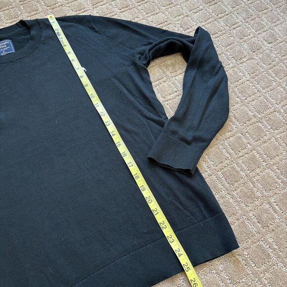 Abercrombie & Fitch Moose Logo Sweater Mens M Black Pima Cotton Preppy Academia - Picture 6 of 7